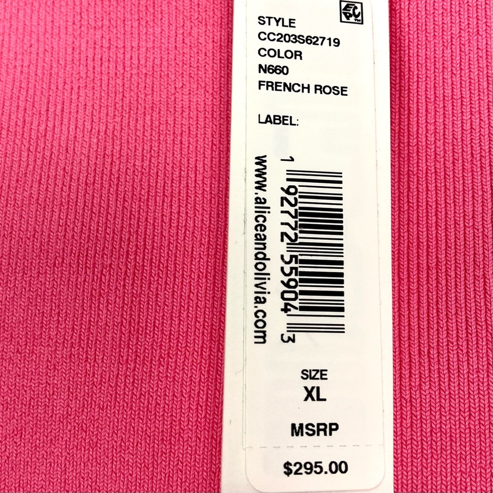 Alice + Olivia French Rose Pink Puff-Sleeve Scoop Neck Sweater - Picture 10 of 15